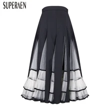 SuperAen ВЕСНА Новинка женские юбки Дикие повседневные европейские плиссированные сетчатые юбки женские одноцветные модные женские юбки