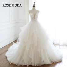Rose Moda роскошное гофрированное свадебное платье из органзы со шлейфом со шнуровкой сзади на заказ