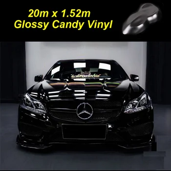 

20m Black TGM Glossy Candy Vinyl Film Warpping Motorcycle Car Stickers Waterproof Automobiles Bubble Air Free