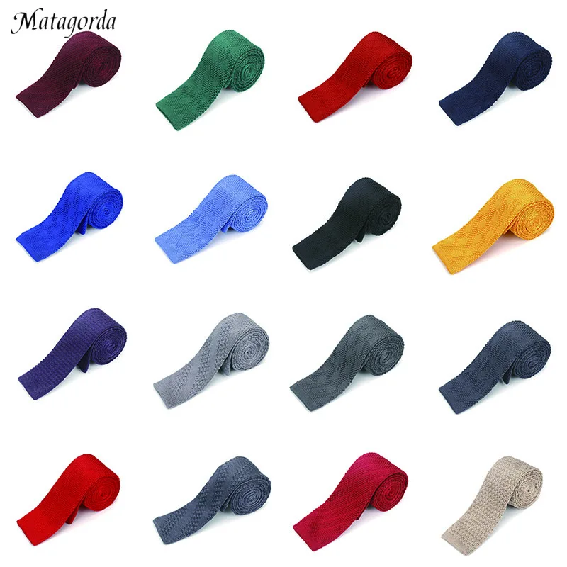 

Matagorda Fashion Knit Tie 6cm Slim Narrow Necktie Style Wedding Party Gravata Pure Color Neckwear Gift for Men Bowtie Neckcloth