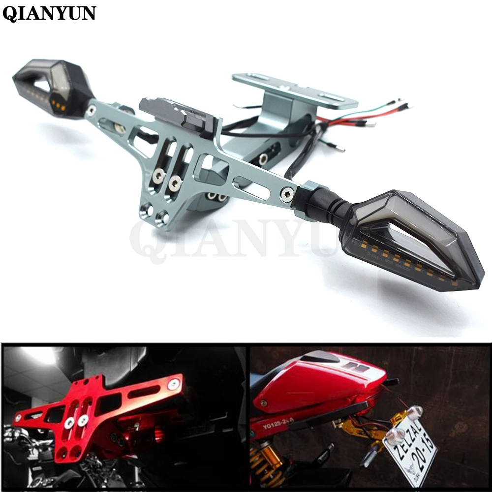 

CNC motorcycle license plate number bracket with LED light adjustable FOR Honda CB500F/X CB599 CB600/F CB650F CB1000 CB1300