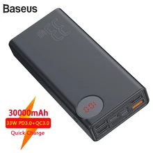 Baseus 30000 мАч Внешний аккумулятор быстрая зарядка 3,0 QC usb type-C PD Быстрая зарядка для iPhone samsung Xiaomi power Bank