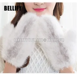 

European And American Brand famous ladies Genuine mink fu Gloves Winter warm thermla Gloves christmas gift