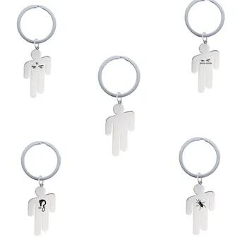 

Billie Eilish Keychain Fashion Punk Style Stainless Steel Pendant Key Holder For Fan's Gift 20pcs/lot
