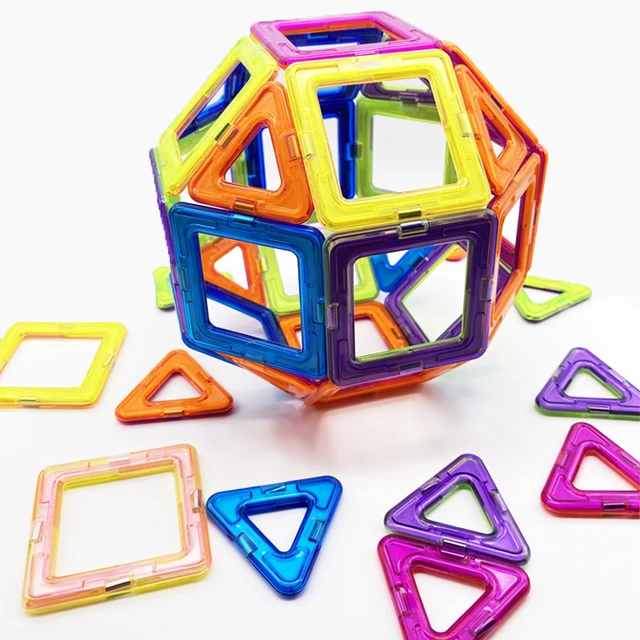 50pcs Big Magnetic Constructor Triangle Square Bricks Magnetic Building Blocks Designer Set Magnet Toys For Children Gift 2