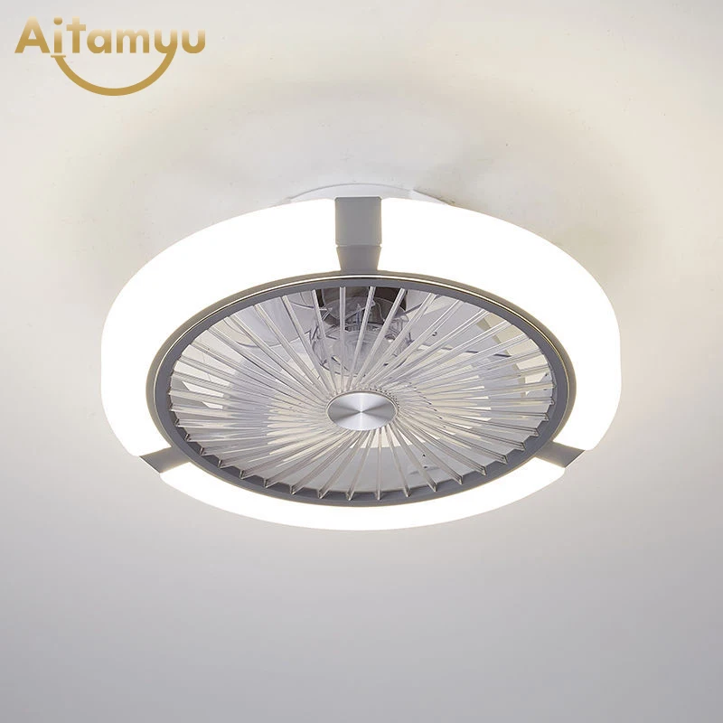 

Modern Simple Ceiling Fan Lamp Fans With Lights Remote Control Bedroom Decor Ventilator Air Invisible Blades Retractable Silent
