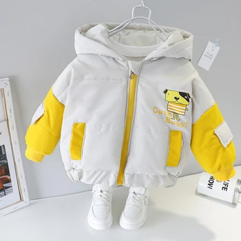 

Patchwork Baby Boy Coat Autumn 2020 Toddler Girls Casual Jackets Short Style Dog Cute Trench Coat Fashion Hooded 3 Colors