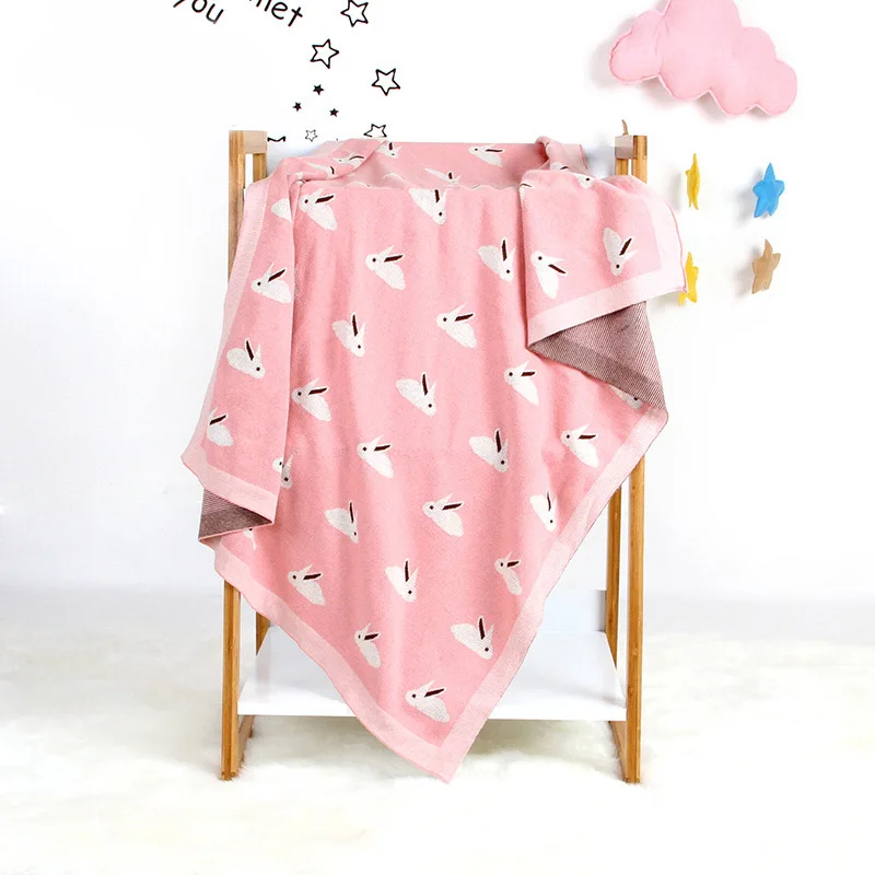 Baby Blanket Knitted Newborn Blankets Soft Wrap Infant Cartoon Rabbit Knit Receiving Blankets Children Quilts Toddler Outfits
