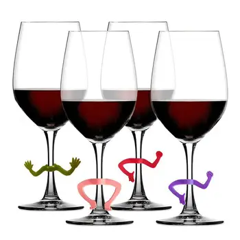 

6pcs Silicone Gesture Party Wine Glass Marker Charms Drinking Buddy Cup Identification Cup Labels Tag Signs for Bar