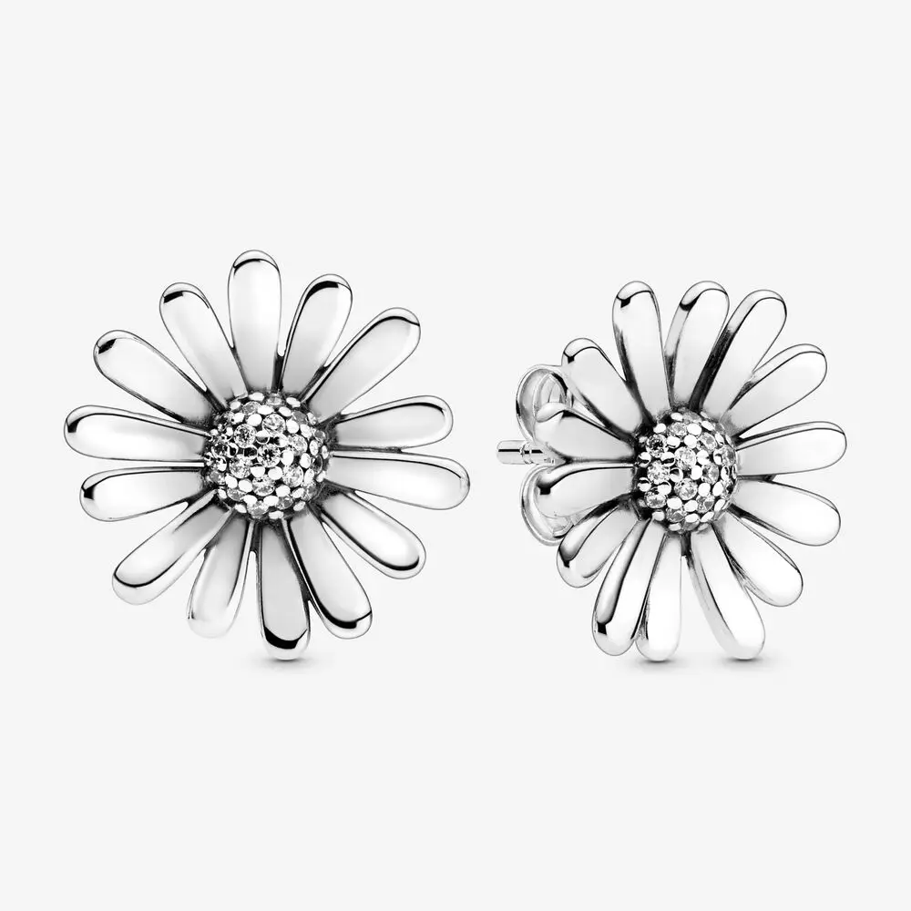 2020 New Arrival 925 Sterling Silver Pave Daisy Flower Statement Stud Earrings for Women Unique Design Jewelry Anniversary | Украшения и