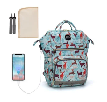

LEQUEEN USB Diaper Bag Baby Mummy Maternity Bag for Stroller Diaper Bagpack Waterproof Nappy Backpack Nursing Bags With Hooks