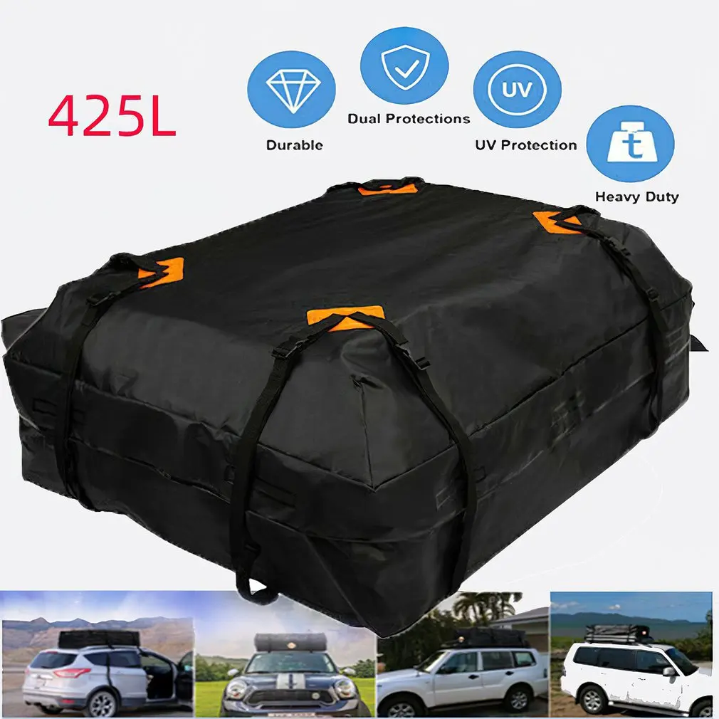 112x84x44cm Waterproof Car Cargo Roof Bag Waterproof Rooftop Luggage Carrier Black Storage
