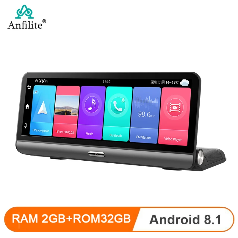 Anfilite 8 Inch 4G Android 8.1 Dash Camera WiFi GPS Navigation ADAS 24H Parking Monitor Dual Lens 2GB+32GB Car Video Recorder | Автомобили