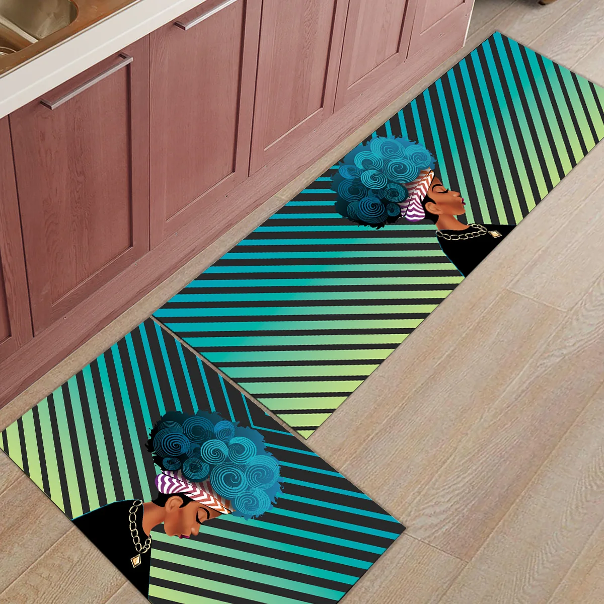 Геометрический Африканский женский этнический коврик из 2 предметов для кухни, аксессуары для ванной комнаты, набор грязи, Траппер, скребок для обуви, пол