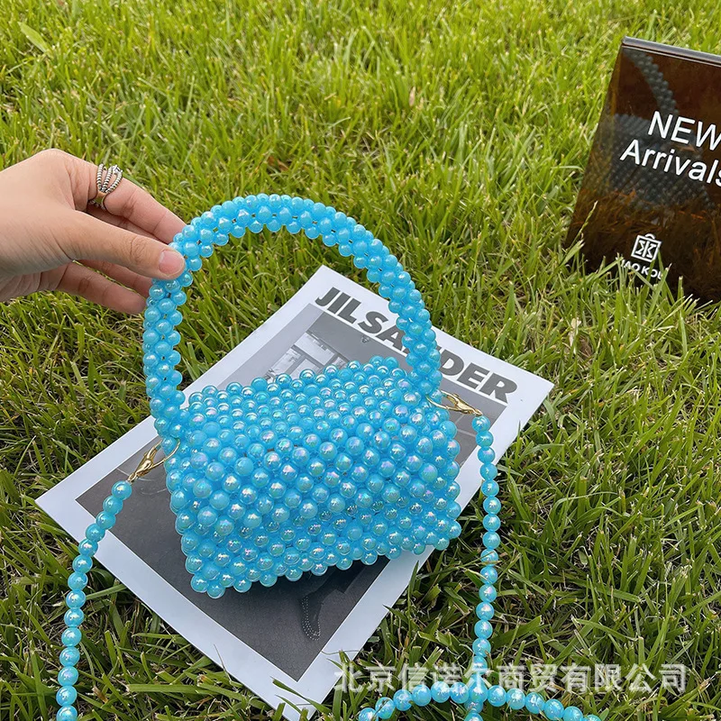 

Прозрачные цветные сумки через плечо с кристаллами и бусинами для женщин, новинка, маленький клатч ручной работы с бусинами, сумка для девушек, прозрачная пляжная сумка для праздника