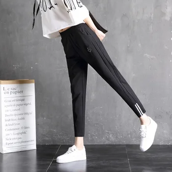 

Spring&Autumn Women Pants New Black Beam Leg plus Velvet Plus Size Harajuku Bts Kpop Casual Style Pants Women Free Shipping