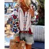 Women Autumn Clothes Long Sleeve Shirt Flower V-Neck Casual Loose Top Ladies Blouse Tee ► Photo 2/5