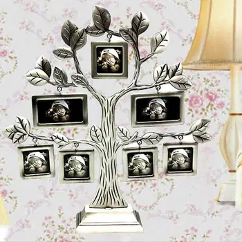 

Family Tree Picture Frame Display Happiness Tree Frame Photo Frame Metal Tree Shape Crafts With 7 Hanging Picture Photo Frames