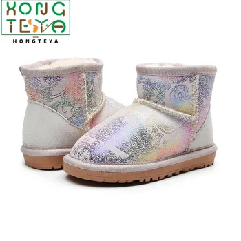 

Bling Winter Genuine Sheepskin Shoes for Girls Natural Fur Boy Boots Kids Keep Warm Baby Snow Boots Children Shoes Dropshipping