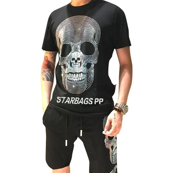 

summer PP new 2020 casual men's suit diamond personality skull cool fit sleeve T-shirt short pants original design