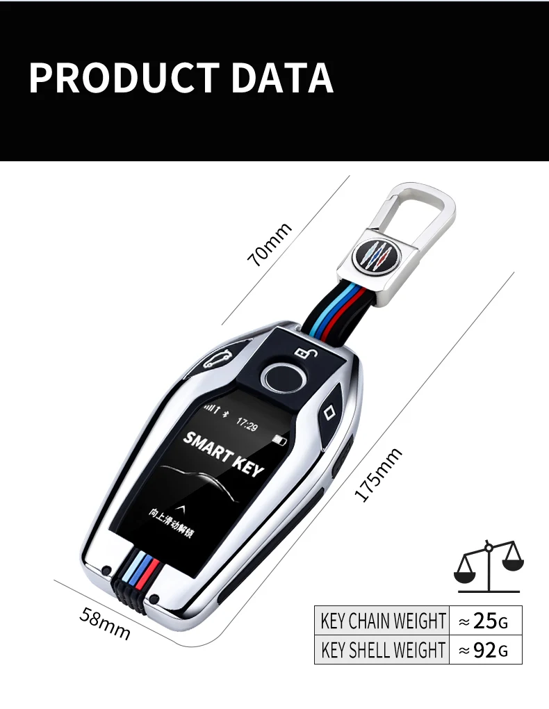 In Lega di zinco Auto Display A LED Caso Della Copertura di Chiave Borsette per BMW 5 Serie 7 G11 G12 G30 G31 G32 I8 I12 I15 G01 G02 G05 G07 X3 X4 X5 X7 - H5747a53aa1fa48ada38850720b0175cbe