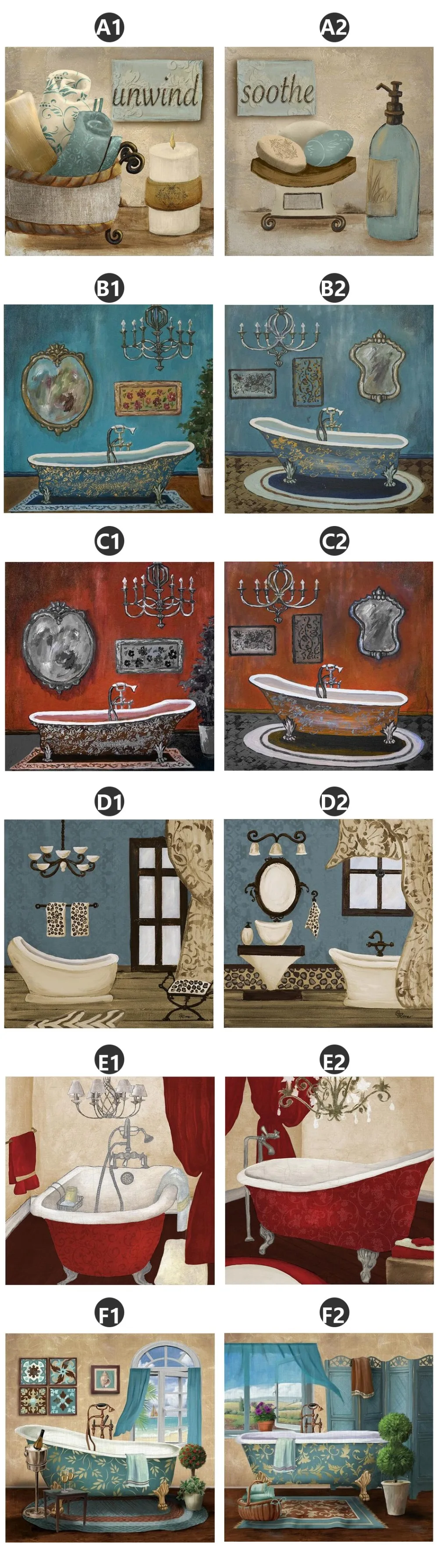 Современный Ретро Декор для ванной комнаты, настенная живопись, художественный плакат, Модульная картина для гостиной, холст, живопись, искусство, Декор, живопись