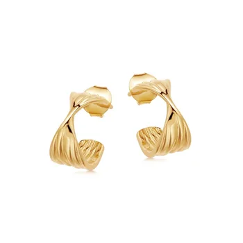 

925 silver color twist flower small earrings female European and American simple fashion ear-stud earrings