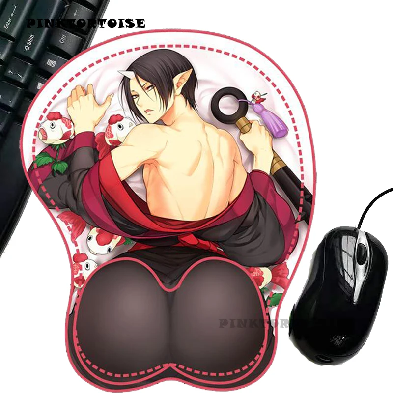 

3d-коврик для мыши pinktorв стиле аниме с подставкой под запястье, силиконовый гелевый заполненный коврик для мыши, коврик для мыши Hakutaku, игровой коврик