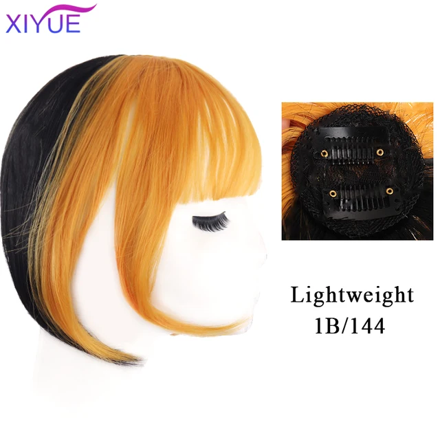 Black/Light Brown Clip In Hair Bangs Hairpiece Accessories Synthetic Fake Bangs Clip In Hair Extensions Clip In Hair Pieces WL30