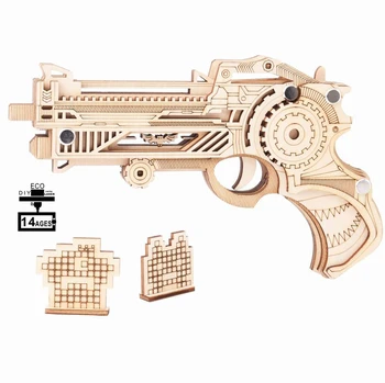 

DIY Revolver Gun Model Toys 3D Wooden Puzzle Games Crafts Gift Rubber Band Gun for Children Kids Boys Birthday Gift
