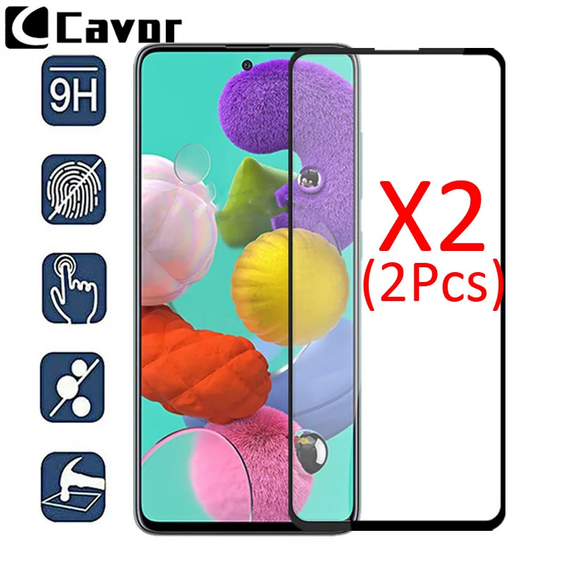 2Pcs 9H Tempered Glass For Samsung Galaxy A51 Case Full Cover Glass Mobile Accessories Screen Protector Film For Galaxy A51