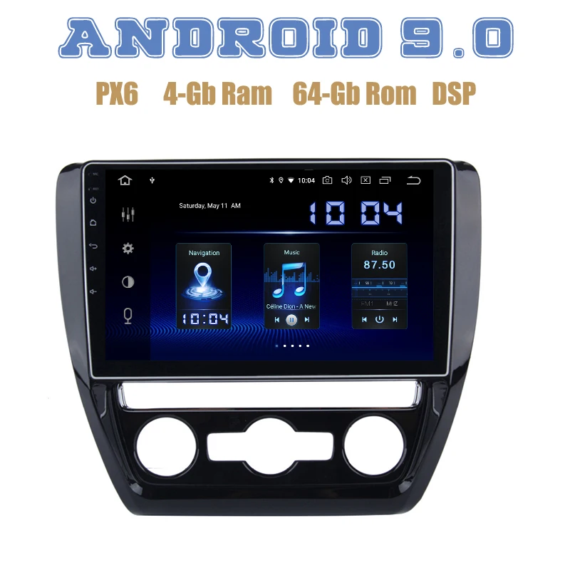 

10.2" IPS screen for VW jetta 2011-2017 PX6 Android 9.0 Car GPS Radio Player 4+64GB DSP wifi Auto Stereo Multimedia Headunit