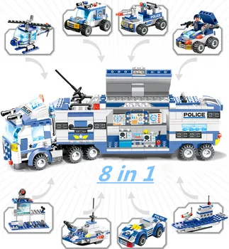 

8 in 3 City police sea army small particles Compatible all brand children's educational assembling building block toys