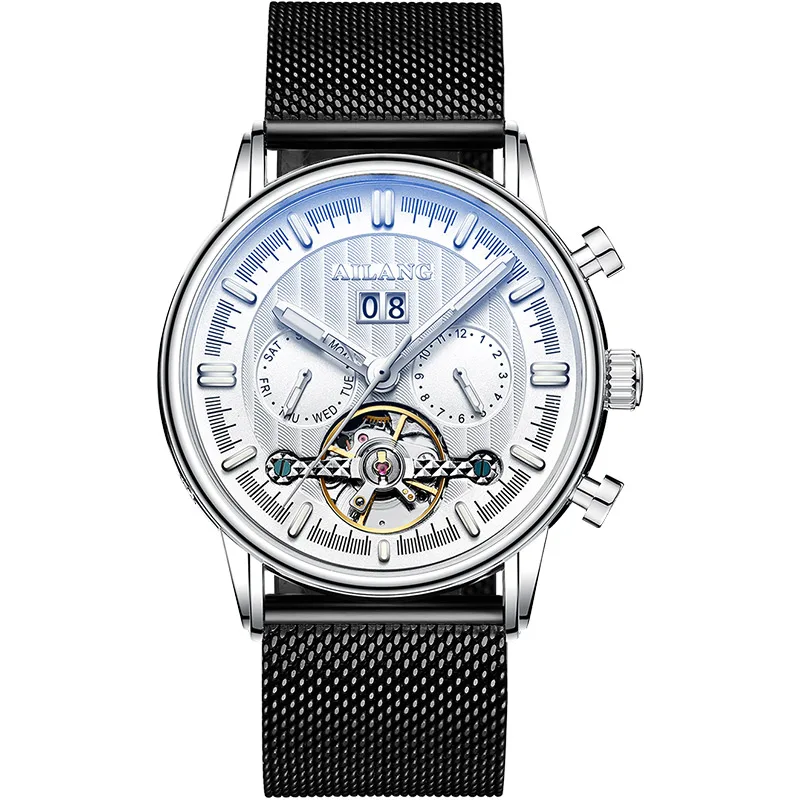 Топ люксовый бренд Tourbillon Мужские автоматические механические часы кожаные мужские s часы спортивные военные часы водонепроницаемые мужские часы - Цвет: Color 12