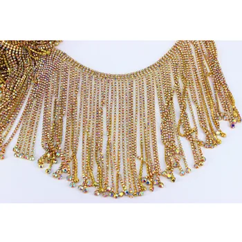 

14cm Super long tassel crystal chain for dancing costume Bridal belt women Dress Jew Wine Bottle Rhinestone Trimming Decoration