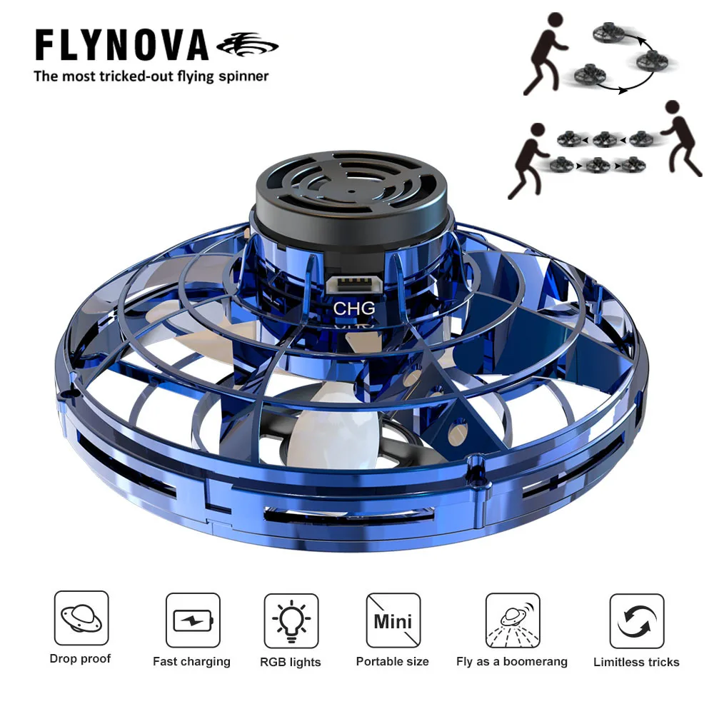Мини летающий игрушечный гироскоп ротатор со светодиодный Flynova Free Line usb зарядка Вращающийся Летающий гироскоп 360 ° Вращающийся Летающий диск ручной Дрон