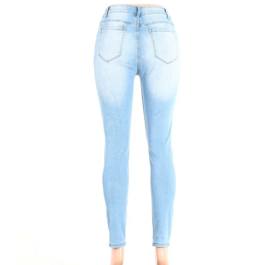 Womail, новинка, осенние джинсы для женщин, джинсы с высокой талией размера плюс, обтягивающие узкие джинсовые штаны с дырками, синие женские джинсы AG22