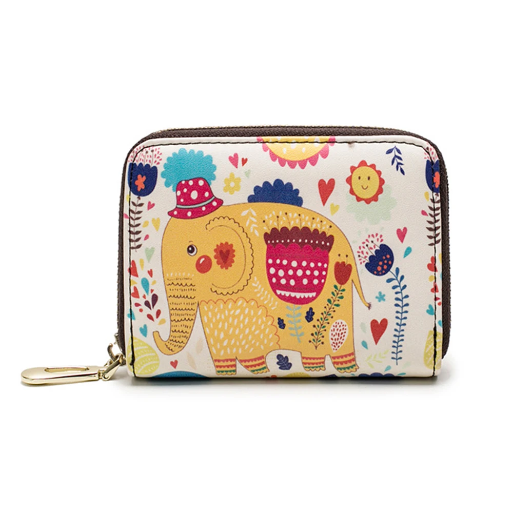 

Moneybags Girls Lady Purses Wallet Cards ID Holder Bag Women Wallets Zipper Cards Holder Short Coin Purse Brand Elephant Pattern