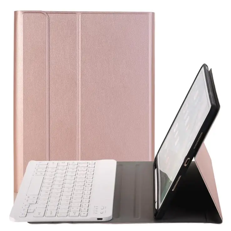 rose gold Для нового iPad 10,2 чехол с клавиатурой с карандашом для iPad 7-го поколения Bluetooth Русский Испанский чехол для клавиатуры - Color: rose gold