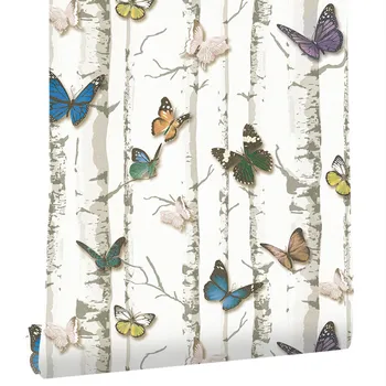 

BirchTree w/ButterflyPeel StickVinyl Contact Paperfor Walls Bathroom Bedroom Home DecorSelf-adhesive wallpapersforbedroom walls