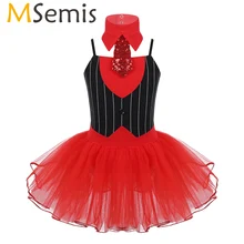 Детские Рождественские танцевальные цирковые кольца для девочек, костюм с галстуком, гимнастическое трико, балетная юбка-пачка, платье для фигурного катания