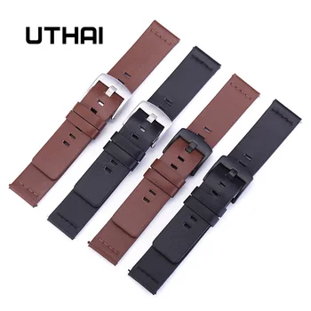 

UTHAI Z18 Genuine Leather Watchband 22mm for Samsung Gear S3 Classic Frontier Gear 2 Neo Live Watch Band 20mm For moto360 II G