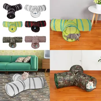 

80x30x25cm Kitten Cat Tee Joint Tunnel Tube Foldable Polyester Cloth Collapsible Crinkle Puppy Small Pet Training Toys
