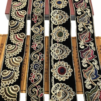 

2 Yards Ethnic Polyester Lace Trim Vintage Embroidered Jacquard Lace Ribbon for Clothes Handmade Decoration