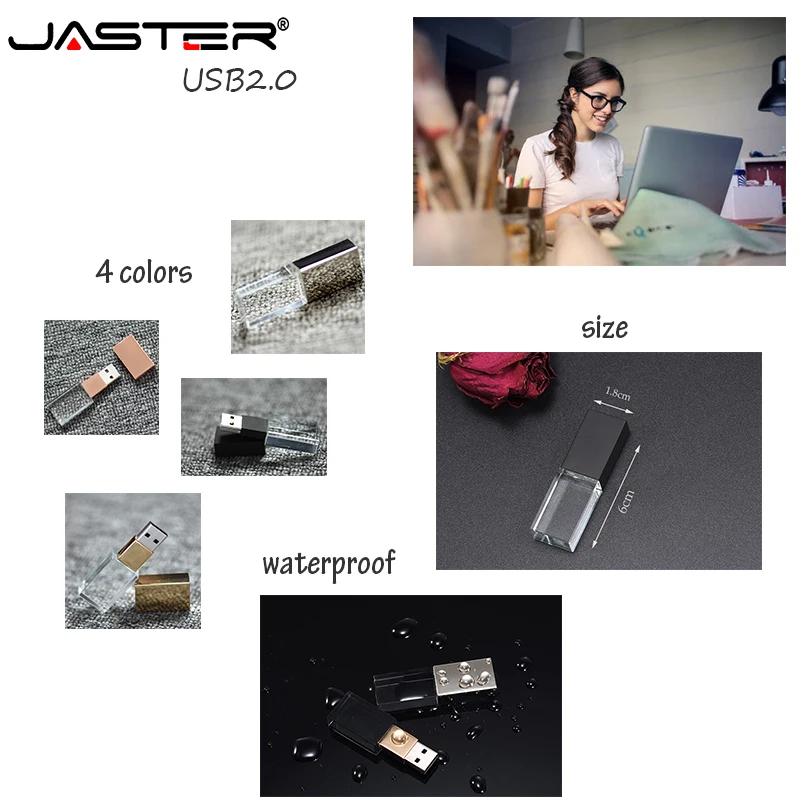 JASTER пользовательский DIY 3D внутренний Стандартный длинный стеклянный USB Стик 2,0 флеш-накопитель