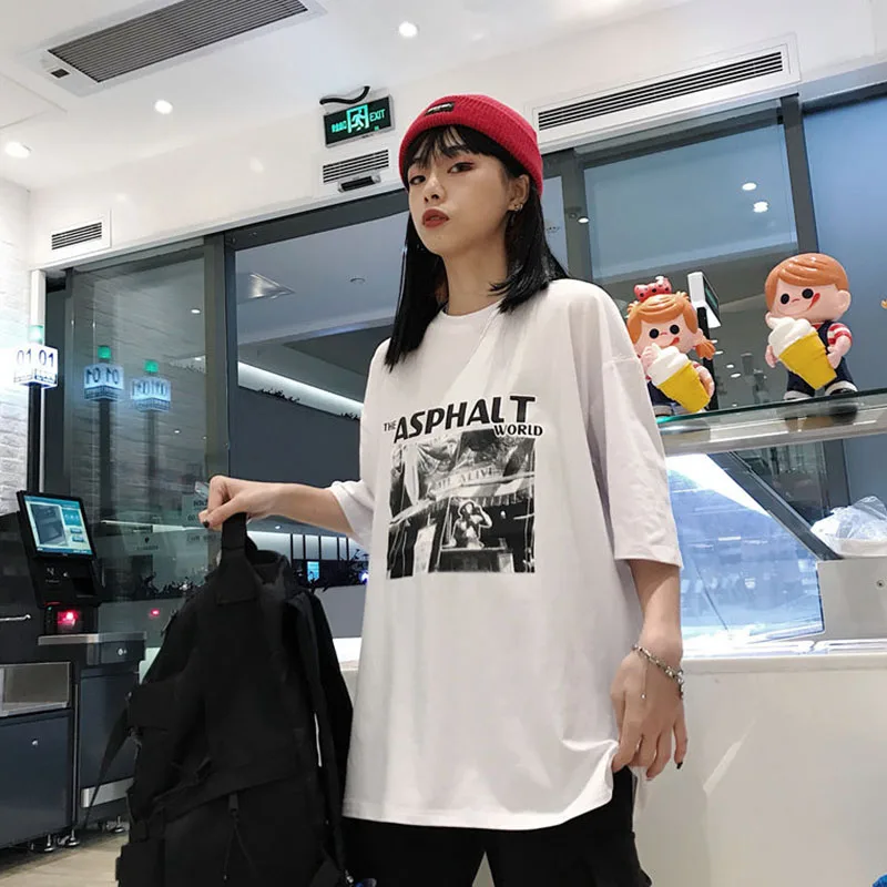 women Summer tee tops Goth Kawaii рубашка женская shirt clothes clothing top E-Girl Cotton TEE Harajuku style Y2K print T-shirt