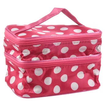 

Unique Dots Pattern Double Layer Cosmetic Bag Rose Red (7.48" X 4.65" X 5.31")
