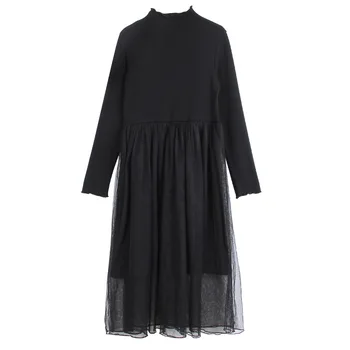 

2020 Fall Winter Teen Girls Fashion Mesh Patchwork Dress Cute Mother and Daugther Princess Clothes Kids Girls Basic Dress, #9214