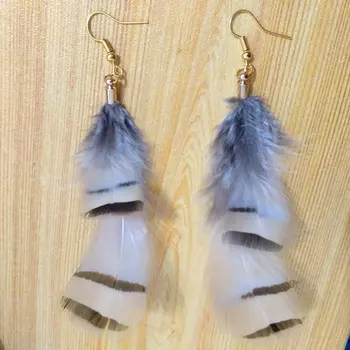 

New Nature Double Feather Dangle Hanging Drop Earrings For Women Ladies Girl Elegant Decorations Party Holiday Jewelry Ornaments