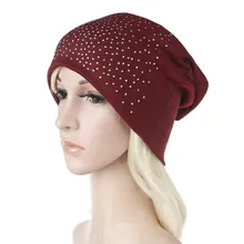 Теплая Повседневная Свободная Кепка в стиле хип-хоп с заклепками и цирконием для мужчин и женщин, осенне-зимняя Кепка Skullies Beanie, эластичная модная Accessories-XMC-W6